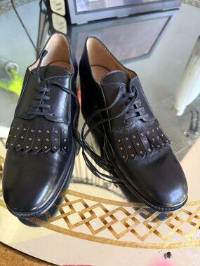 Ferragamo Black lace-up flat shoes size 9.5 M